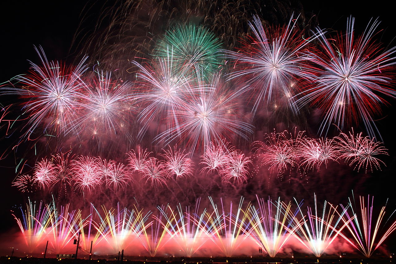 The 98th Omagari National Fireworks Competition (Omagari no Hanabi) fireworks over Daisen, Japan